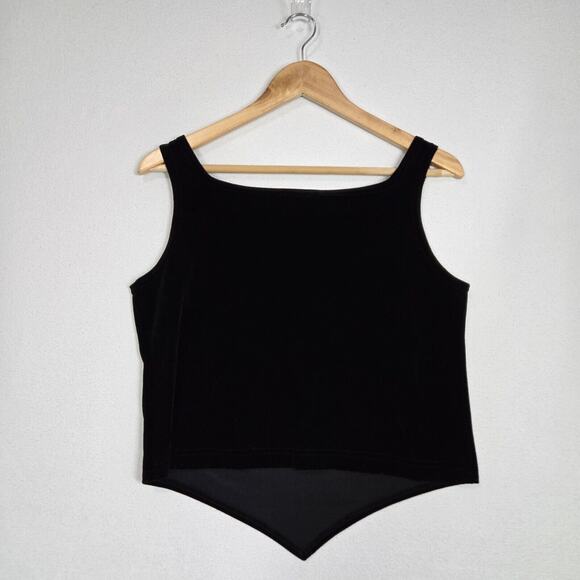 VTG 90s Velvet Crop Top Sz 12 Black Rhinestone Straps Evening Formal Whimsigoth - Picture 6 of 11